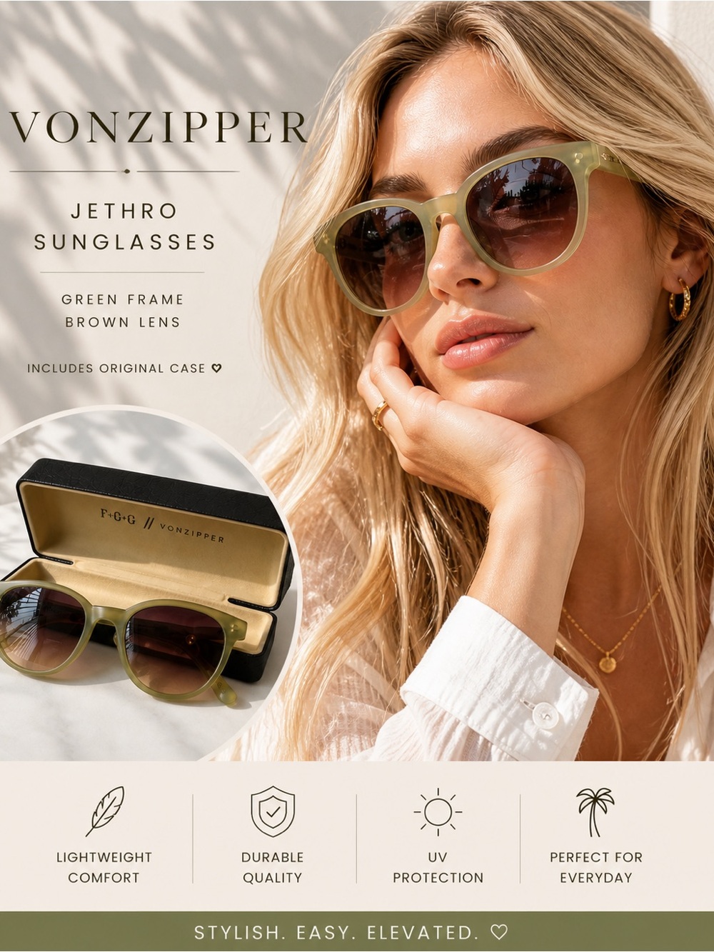 Von Zipper Jethro Sunglasses - Green Frame, Brown Lenses